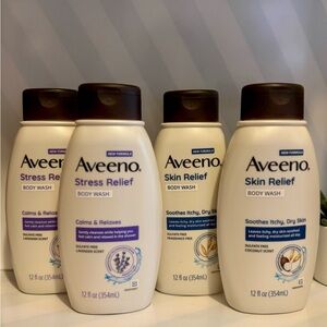 Aveeno Stress Relief Body Wash 12oz x4